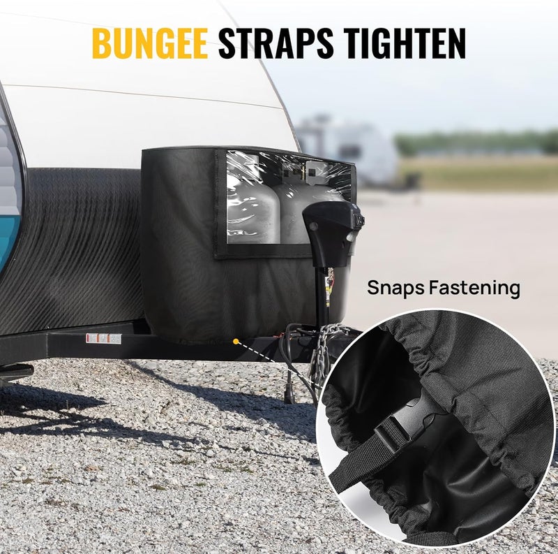 BougeRV Propane Tank Cover, Visible Valve, Fit Dual 30lb Tanks, Waterproof 600D Oxford Replacement Covers for Trailer/Camper, RV Parts Accessories (Black) - Image 5